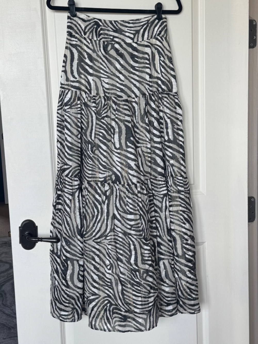 Marie Oliver Zebra Print Maxi Skirt - gold metallic, size 0